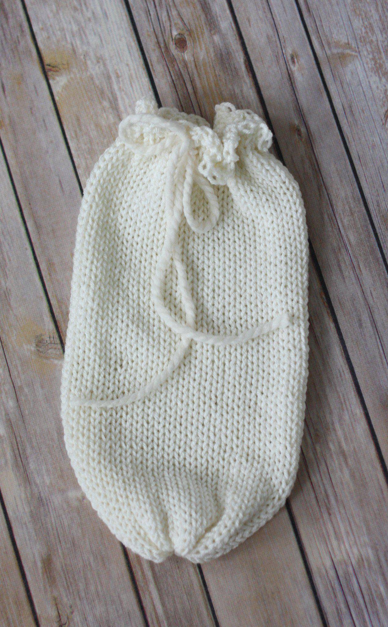 Cream Newborn Knit Swaddle Sack - Beautiful Photo Props