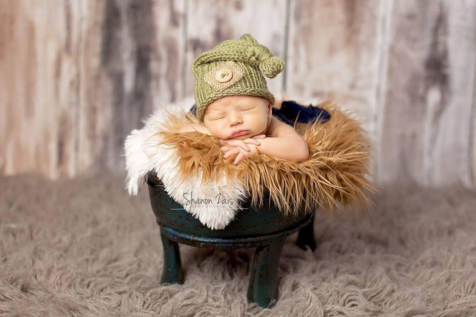 Sage Green Knit Newborn Pixie Slouch Hat - Beautiful Photo Props