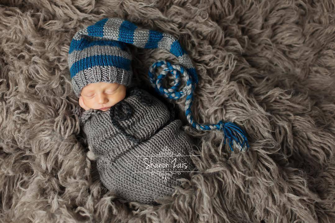 Gray Newborn Knit Swaddle Sack - Beautiful Photo Props
