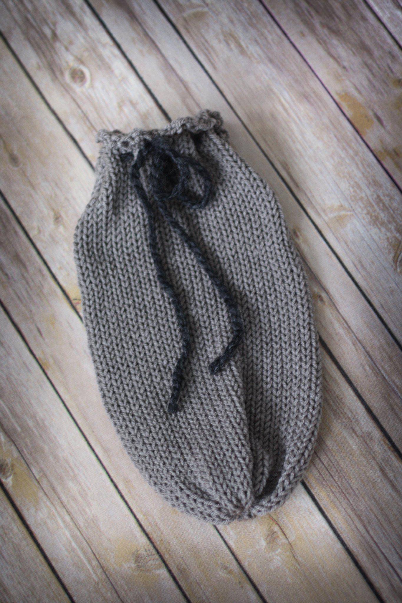 Gray Newborn Knit Swaddle Sack - Beautiful Photo Props