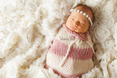 Pink Cream Newborn Knit Swaddle Sack - Beautiful Photo Props