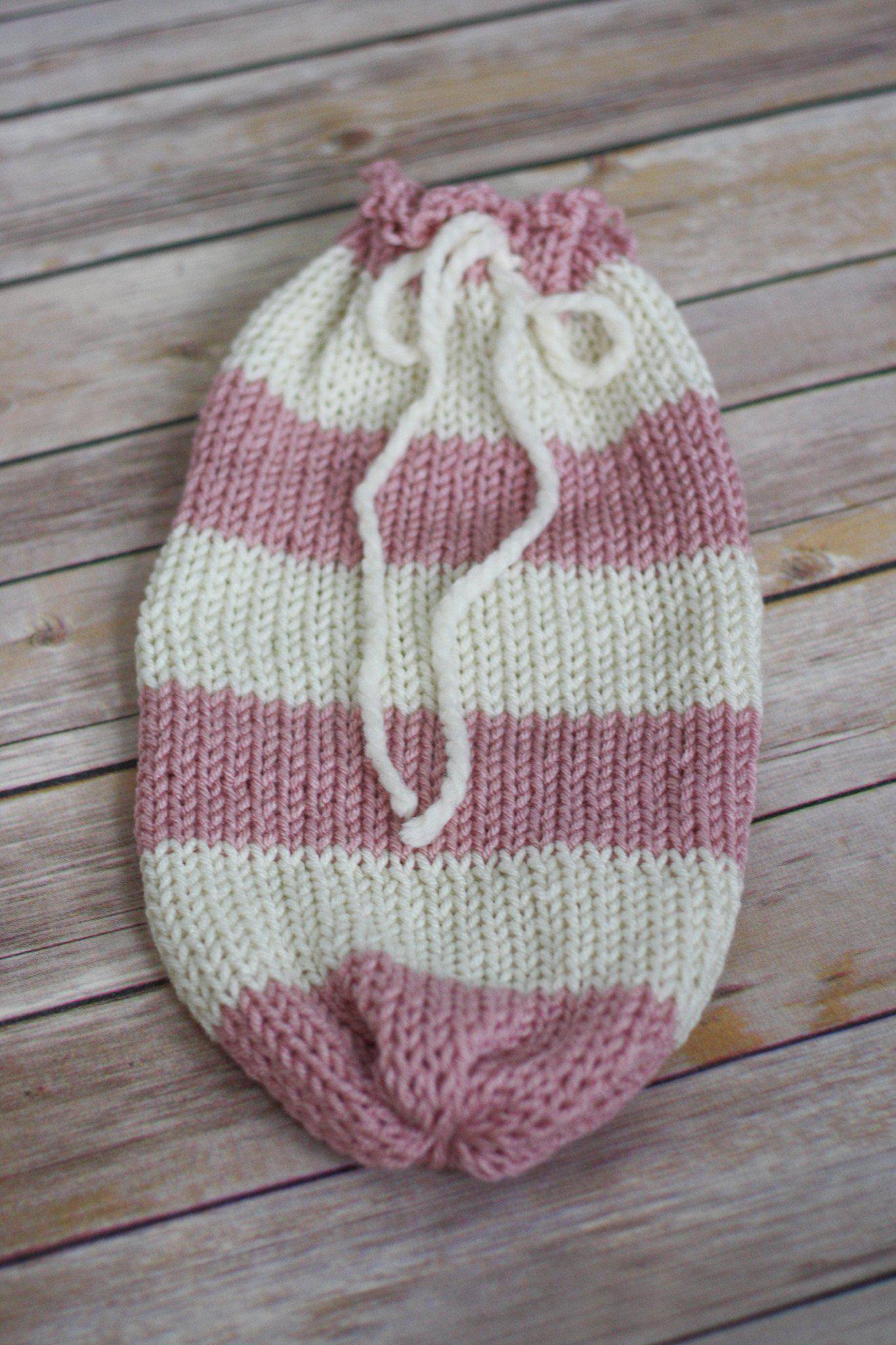 Pink Cream Newborn Knit Swaddle Sack - Beautiful Photo Props