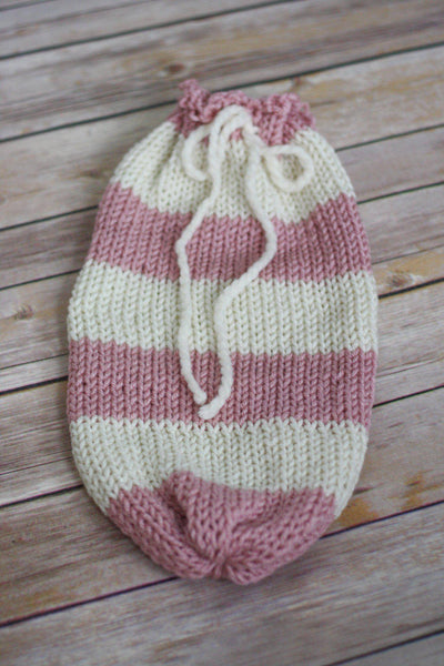 Pink Cream Newborn Knit Swaddle Sack - Beautiful Photo Props