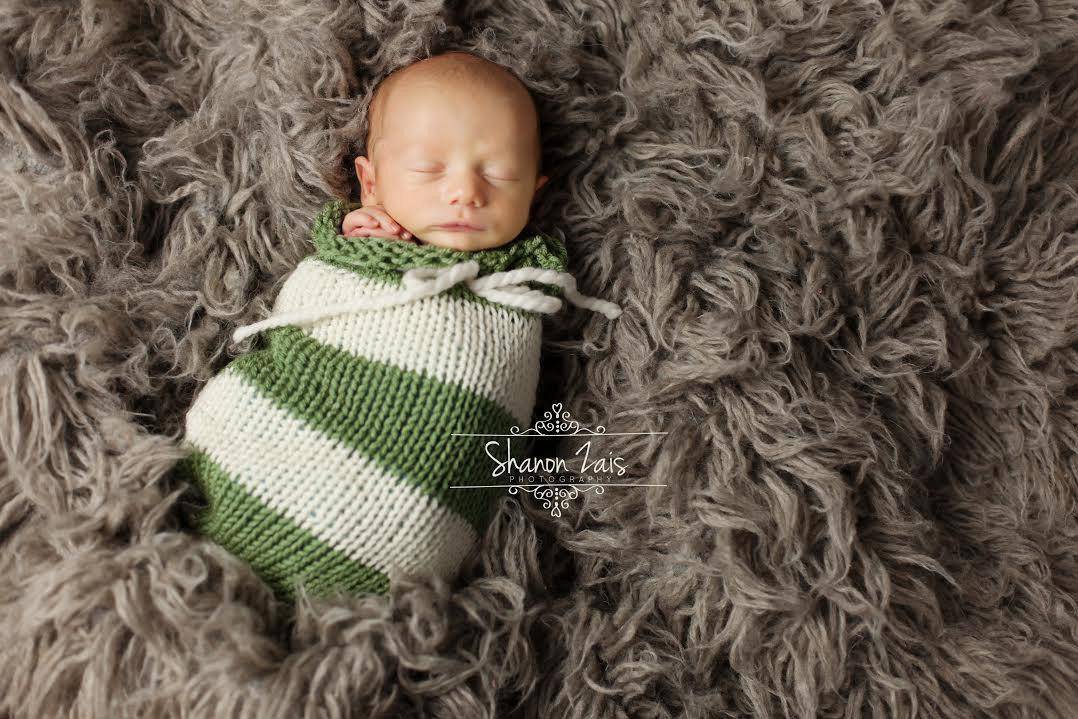 Sage Green Cream Newborn Knit Swaddle Sack - Beautiful Photo Props