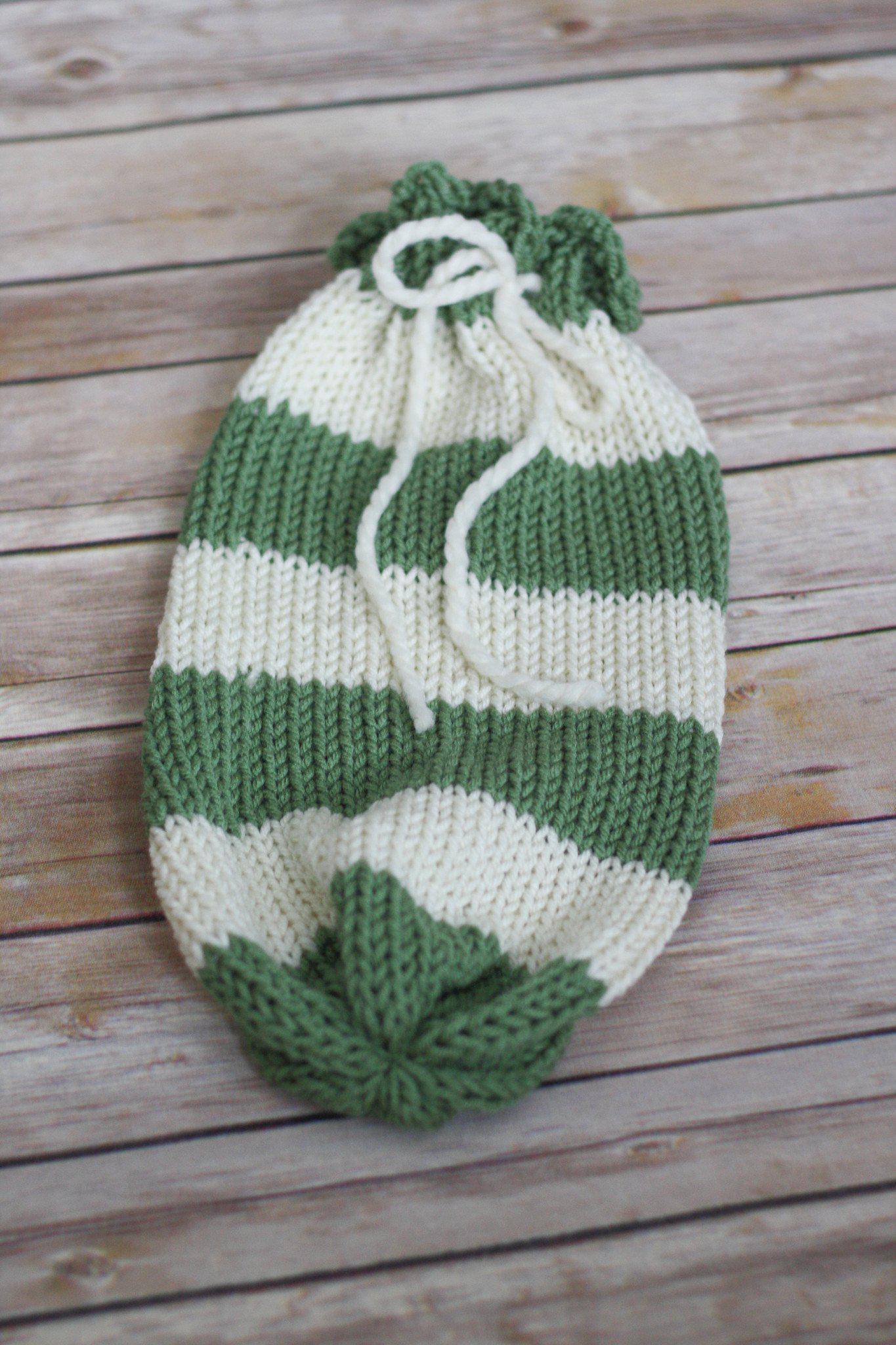 Sage Green Cream Newborn Knit Swaddle Sack - Beautiful Photo Props
