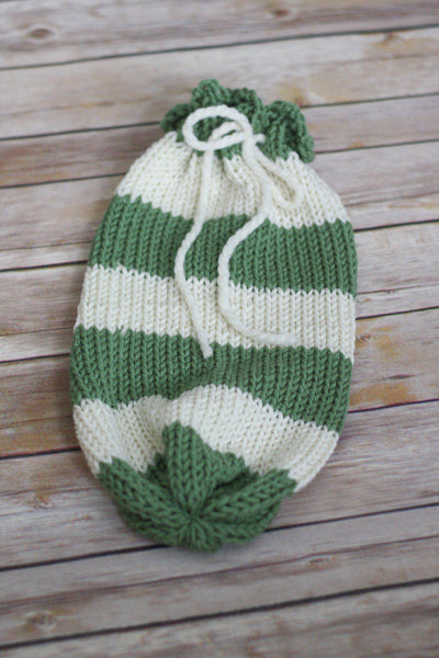 Sage Green Cream Newborn Knit Swaddle Sack - Beautiful Photo Props