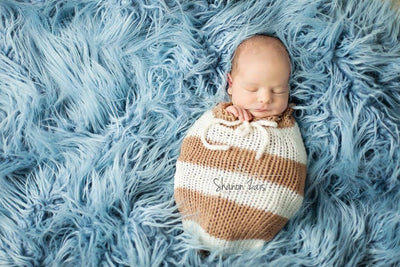 Camel Brown Cream Newborn Knit Swaddle Sack - Beautiful Photo Props