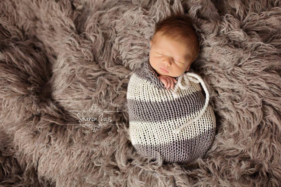 Gray Cream Newborn Knit Swaddle Sack - Beautiful Photo Props