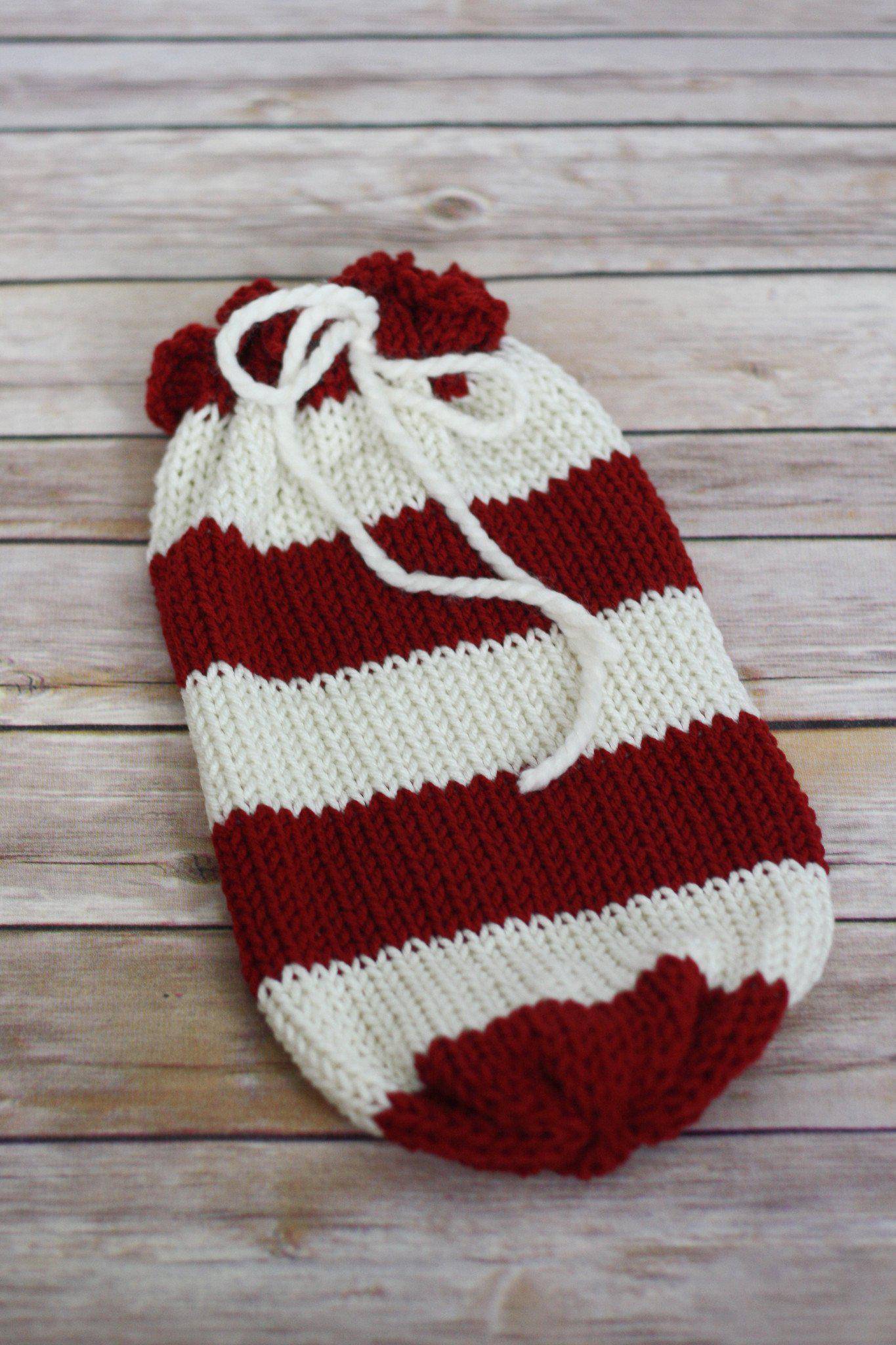 Red Cream Newborn Knit Swaddle Sack - Beautiful Photo Props