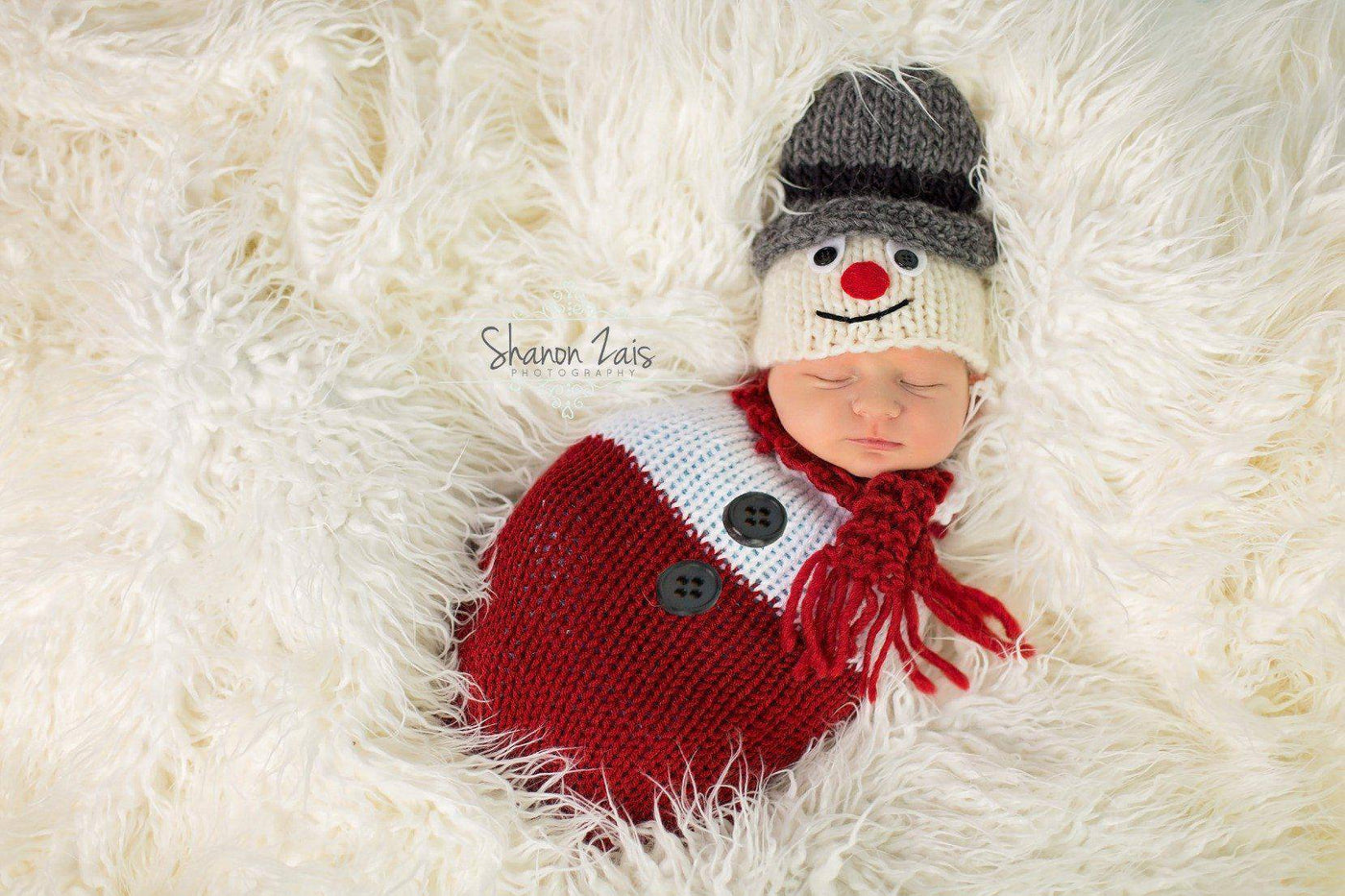 Red White Santa Newborn Knit Swaddle Sack - Beautiful Photo Props