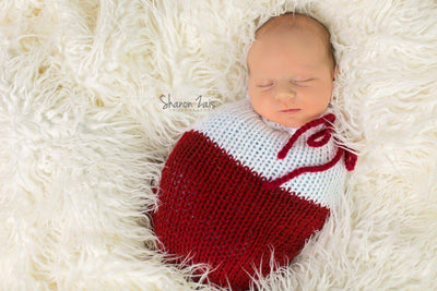 Red White Santa Newborn Knit Swaddle Sack - Beautiful Photo Props