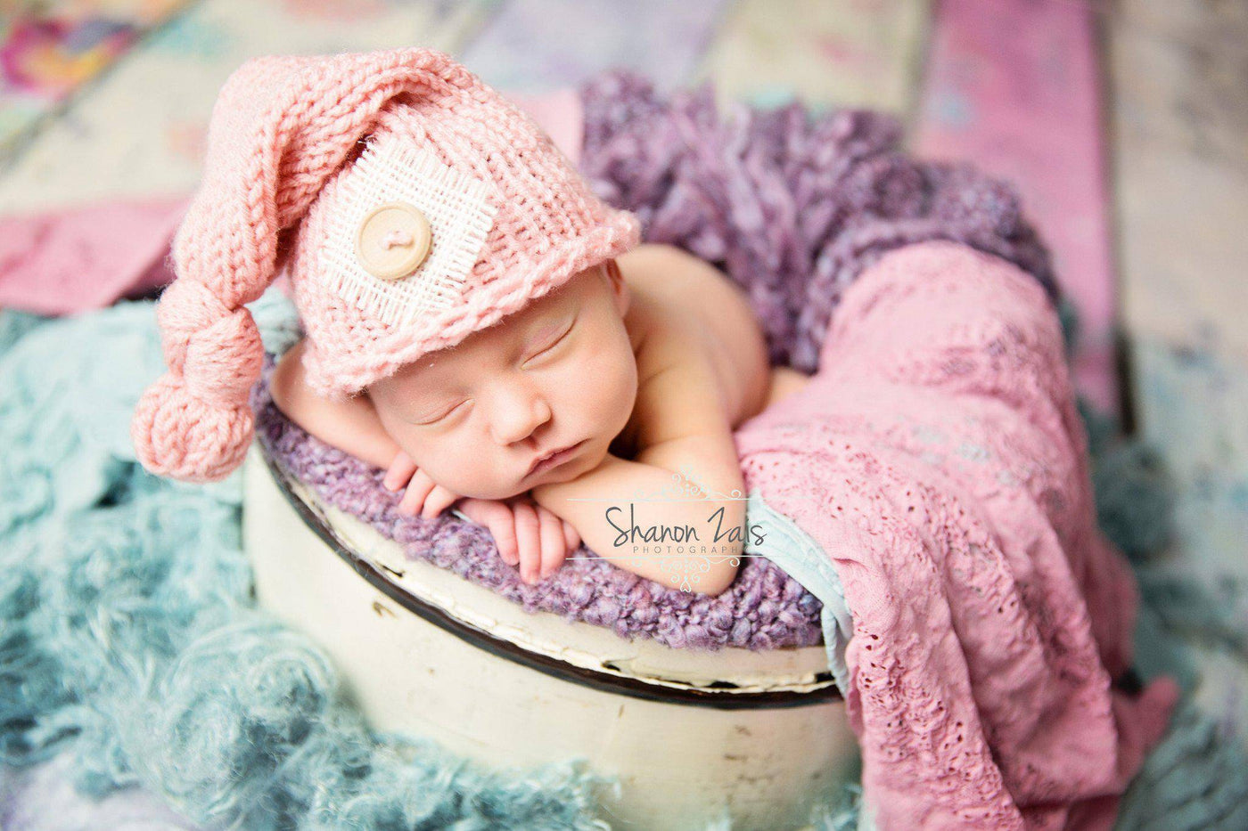 Pink Knit Newborn Pixie Slouch Hat - Beautiful Photo Props