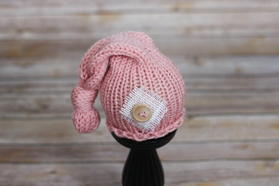 Pink Knit Newborn Pixie Slouch Hat - Beautiful Photo Props
