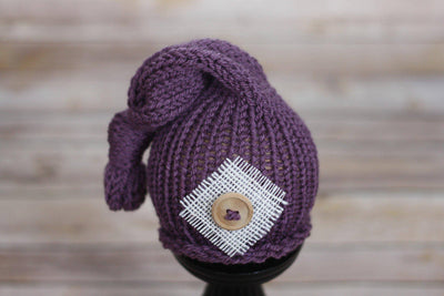 Purple Knit Newborn Pixie Slouch Hat - Beautiful Photo Props