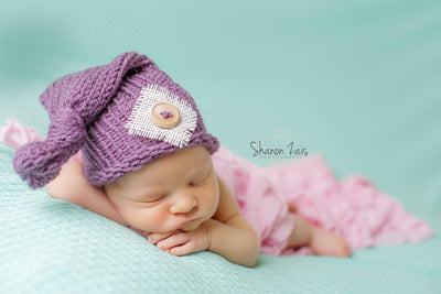 Purple Knit Newborn Pixie Slouch Hat - Beautiful Photo Props