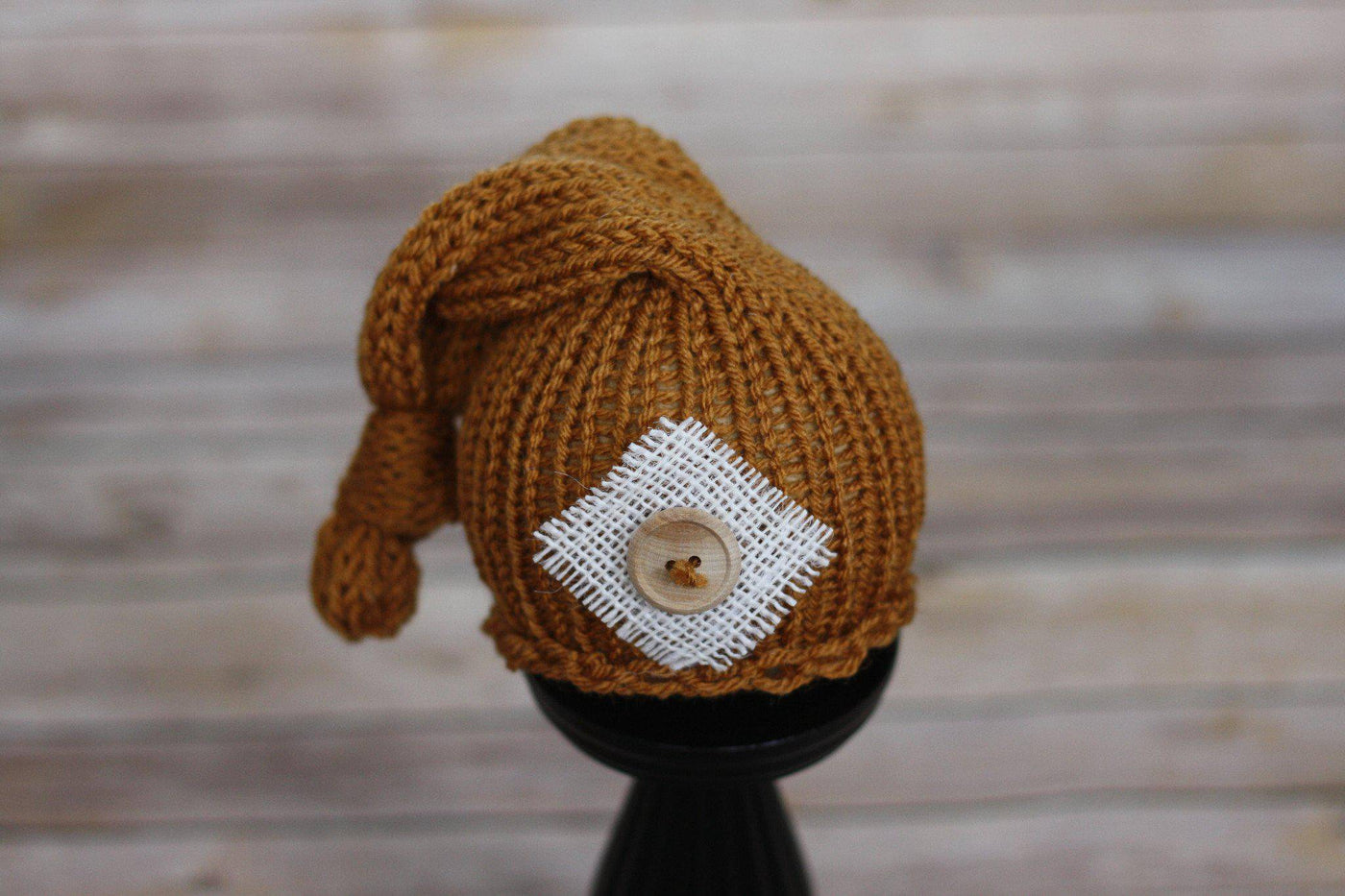Butternut Brown Knit Newborn Pixie Slouch Hat - Beautiful Photo Props