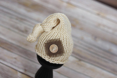 Cream Knit Newborn Pixie Slouch Hat - Beautiful Photo Props