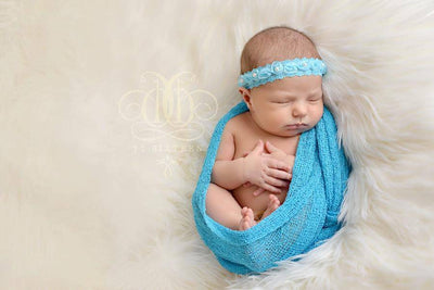 SET Turquoise Blue Headband and Stretch Knit Baby Wrap - Beautiful Photo Props