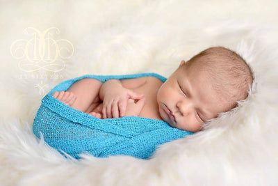 SET Turquoise Blue Headband and Stretch Knit Baby Wrap - Beautiful Photo Props