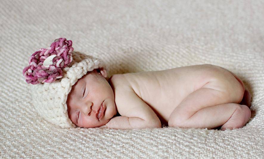 SET White Mongolian Fur and Cherry Blossom Hat Photography Prop Newborn Baby - Beautiful Photo Props