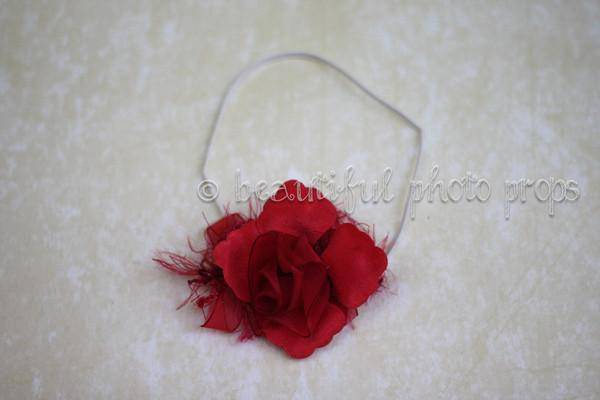 SET Red Ruffle Stretch Knit Wrap and Flower Headband - Beautiful Photo Props