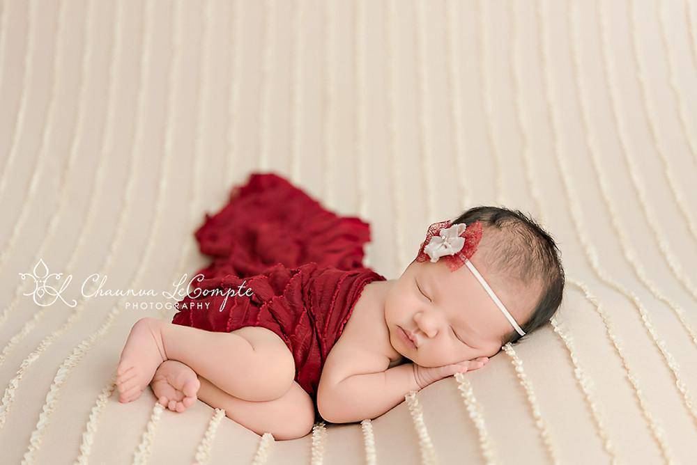 SET Red Ruffle Stretch Knit Wrap and Flower Headband - Beautiful Photo Props