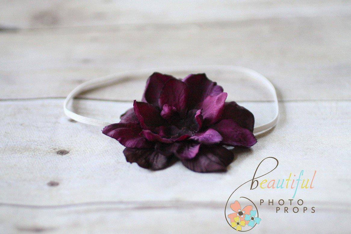 SET Purple Vintage Flower Headband and Stretch Knit Wrap - Beautiful Photo Props