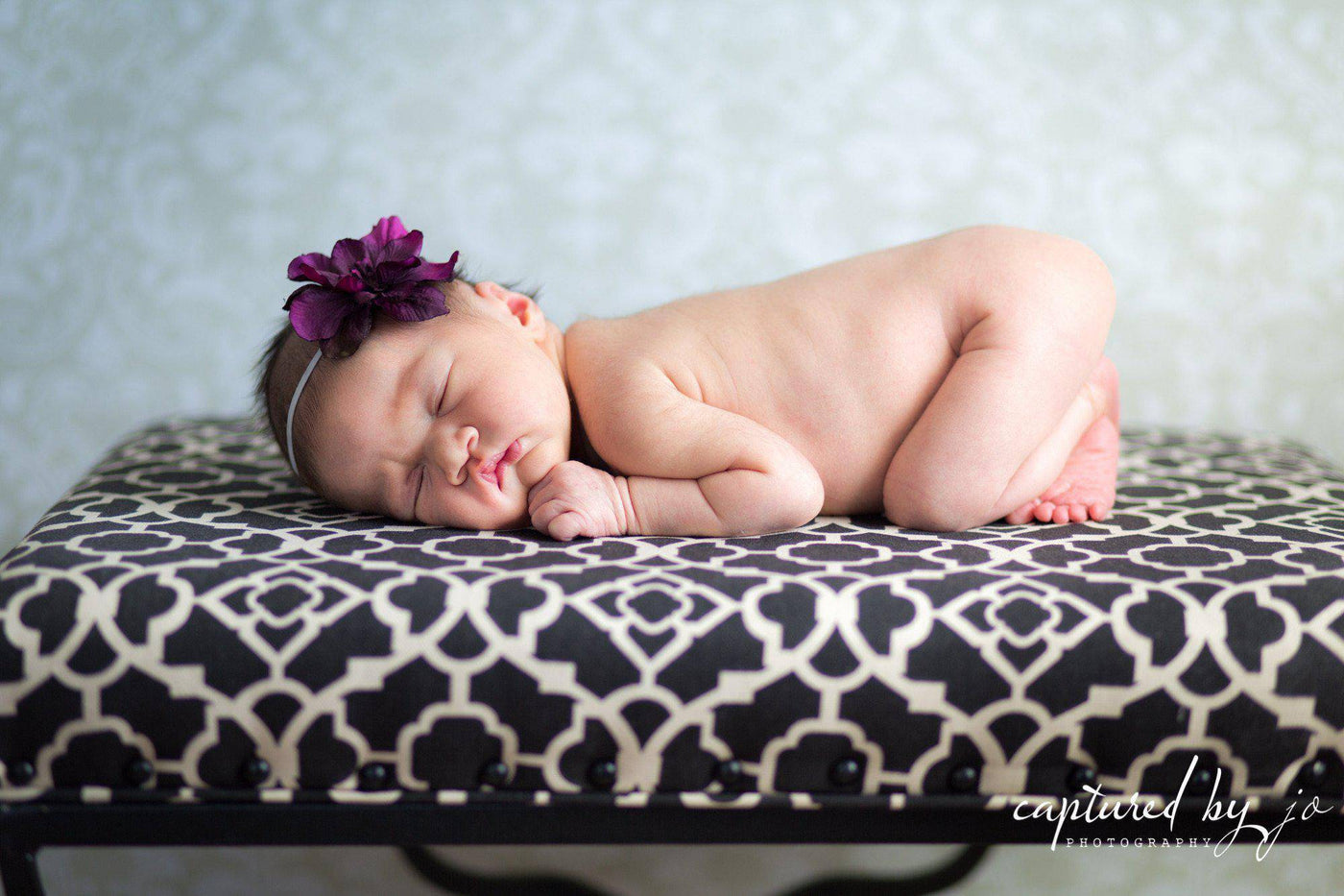 SET Purple Vintage Flower Headband and Stretch Knit Wrap - Beautiful Photo Props