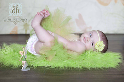 SET Aqua Lime Yellow Mongolian Faux Furs and Turquoise Stretch Knit Wrap - Beautiful Photo Props