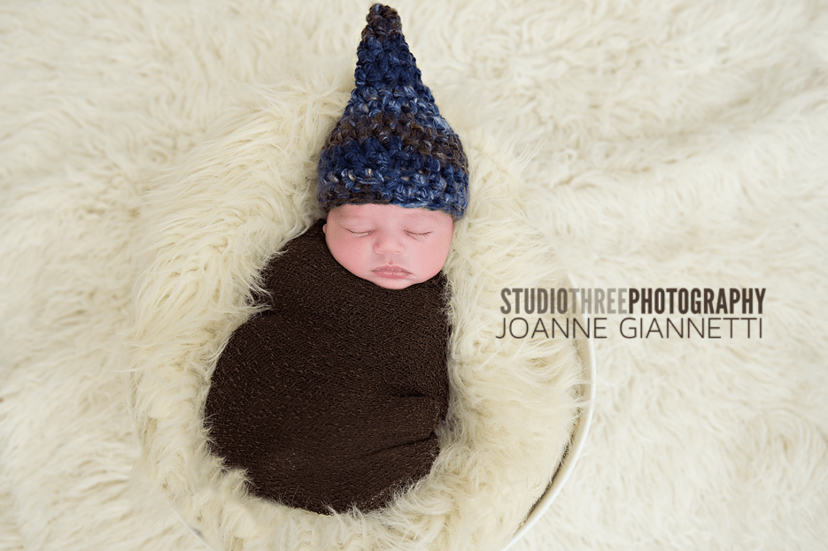 SET Blue Jean Newborn Gnome Hat and Stretch Knit Wrap - Beautiful Photo Props