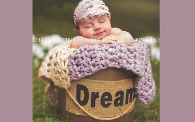 SET Lavender Purple and Cream Newborn Baby Blankets - Beautiful Photo Props