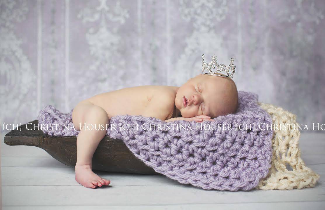 SET Lavender Purple and Cream Newborn Baby Blankets - Beautiful Photo Props