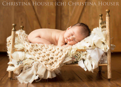 SET Lavender Purple and Cream Newborn Baby Blankets - Beautiful Photo Props