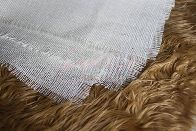 SET Brown Stretch Knit Wrap Mongolian Faux Fur Ivory Burlap Layers - Beautiful Photo Props