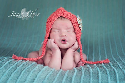 Blossom Newborn Bonnet Hat in Coral Pink - Beautiful Photo Props