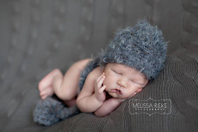 SET Gray Newborn Pixie Elf Hat and Cheesecloth Wrap - Beautiful Photo Props