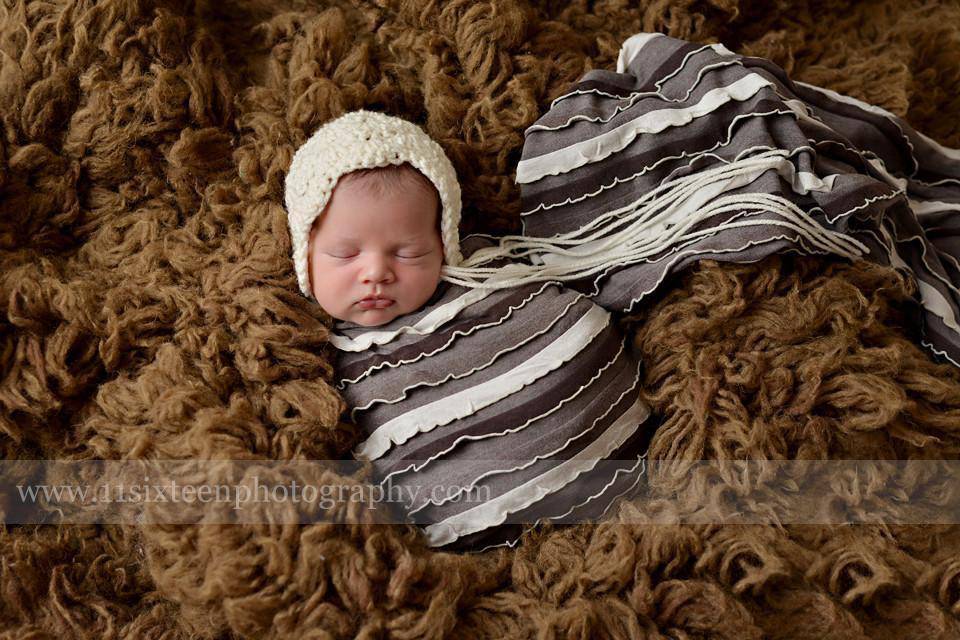 Ruffle Stretch Knit Wrap in Brown and Cream - Beautiful Photo Props