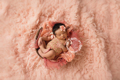 Newborn Stretch Lace Wrap in Peach Papaya - Beautiful Photo Props