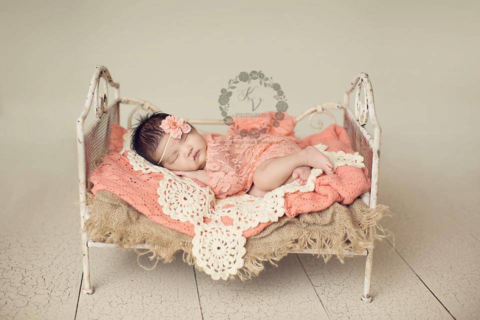 Newborn Stretch Lace Wrap in Peach Papaya - Beautiful Photo Props