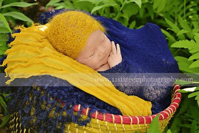 SET Navy Blue Stretch Knit Wrap and Yellow Ruffle Layer - Beautiful Photo Props