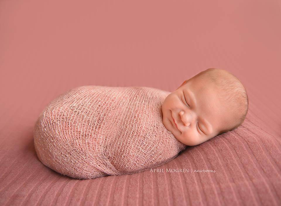 Blush Pink Stretch Knit Baby Wrap Swaddle - Beautiful Photo Props