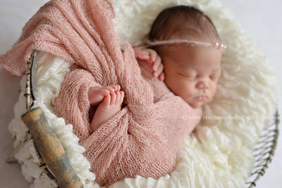 Blush Pink Stretch Knit Baby Wrap Swaddle - Beautiful Photo Props