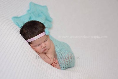 Aqua Blue Mohair Knit Baby Wrap - Beautiful Photo Props