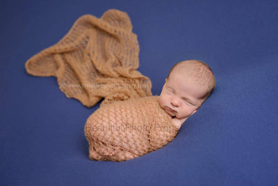 Toffee Brown Mohair Knit Baby Wrap - Beautiful Photo Props