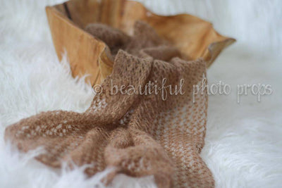Toffee Brown Mohair Knit Baby Wrap - Beautiful Photo Props