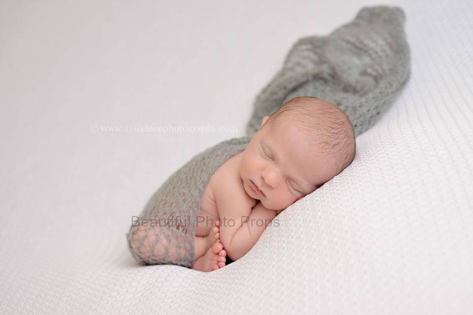 Pewter Gray Mohair Knit Baby Wrap - Beautiful Photo Props