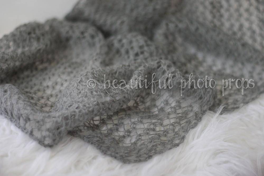 Pewter Gray Mohair Knit Baby Wrap - Beautiful Photo Props