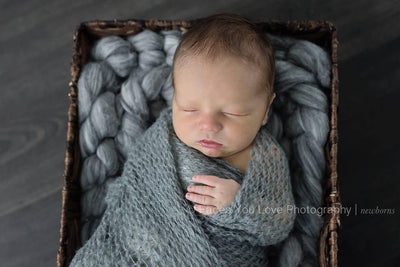 Pewter Gray Mohair Knit Baby Wrap - Beautiful Photo Props
