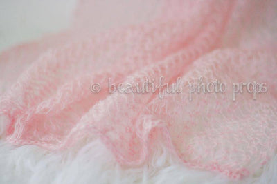 Pearl Pink Mohair Knit Baby Wrap - Beautiful Photo Props
