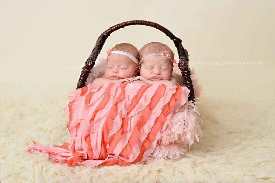 Ruffle Stretch Knit Wrap in Pink and Coral - Beautiful Photo Props